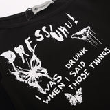 Women Long Sleeve T-shirt Short-Sleeved T-shirt Butterfly Print Girls Spring and Autumn