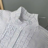 Women T-Shirt Long Sleeve Striped Shirt Women Spring Puff Sleeve Loose Top
