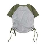 Women T-shirt Short T-shirt Girls Summer round Neck Short Sleeve