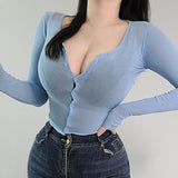 Women Long Sleeve Shirt Autumn and Winter Cardigan Long Sleeve Skinny Slimming Bottoming Shirt