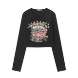 Women Long Sleeve T-Shirt Printed Short-Sleeved T-shirt Women's Slim Autumn