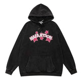 Men Hoodie Printed Hoodie Men's Spring and Autumn Loose Casual Long Sleeves Washed Old