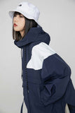 Unisex Jacket Autumn Stitching Contrast Color Hooded Coat Women's Clothing