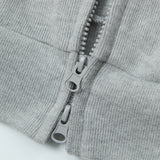 Women Hoodie Short Sweater Coat Casual Zipper Long Sleeve Top