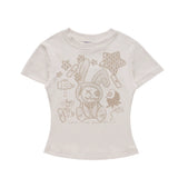 Women T-shirt Printed Short-Sleeved T-shirt for Girls Summer O-neck Short