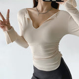 Women T-Shirt Women's Sexy Long Sleeve T-shirt Flare Sleeve Underwear Blouse Top