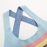 Women Vest Color Striped Vest Girls' Summer Short Letters Top