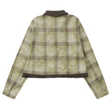 Women Long Sleeve Shirt Color Matching Plaid Short Long Sleeve Shirt Women's Coat