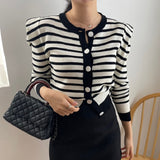 Women Long Sleeve Shirt Knitted Cardigan Women's Slim Fit round Neck Long Sleeves Top