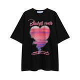 After Prom Shirt Summer Vintage Print Short Sleeves T-shirt Hong Kong Style Loose All-Match Couple