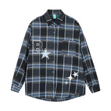 Men Long Sleeved T Shirt Long Sleeve Shirt Spring and Autumn Letter Five-Pointed Star Print Loose Casual Shirt