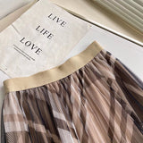 Women Skirt Spring/Summer Mesh Floral Print Pleated Skirt Skirt