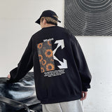 Men Hoodie Couples Sweater Trendy Design Print round Neck Loose