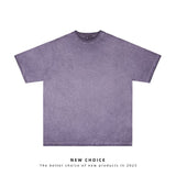 American vintage street T-shirt retro solid color men's loose half-sleeve shirt
