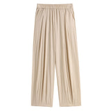 Palazzo Pants Texture Ice Silk Leisure Pants Straight Wide Leg Pants
