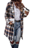 Plaid Trench Coat Women's Lapel Pocket Plaid