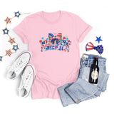 National Flag Day T Shirts Summer Women's Short Sleeve T-shirt Independence Day round Neck