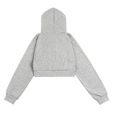 Women Hoodie Short Zipper Cardigan Sweater Autumn Hooded Jacket