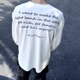 Men T-shirts Antique Washed Old Graffiti Loose Crew Neck Long Sleeve T-Shirt