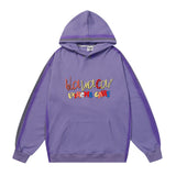 Men Hoodie Outline Inkjet Graffiti Letters Printed Hoodie