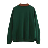 Men Long Sleeve Shirt Letter Polo Sweater Men and Women Vintage Couple Long-Sleeve T-shirt