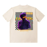Men T Shirt Retro Fashion Brand Short Sleeve T-shirt Men and Women Loose Pure Cotton Couple