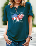 Women's Independence Day T Shirt Pattern Printed Short-Sleeved T-shirt
