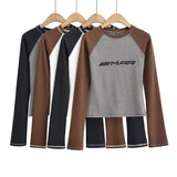 Women T-Shirt Long Sleeve T-shirt Women Slim Fit Slimming Short Top