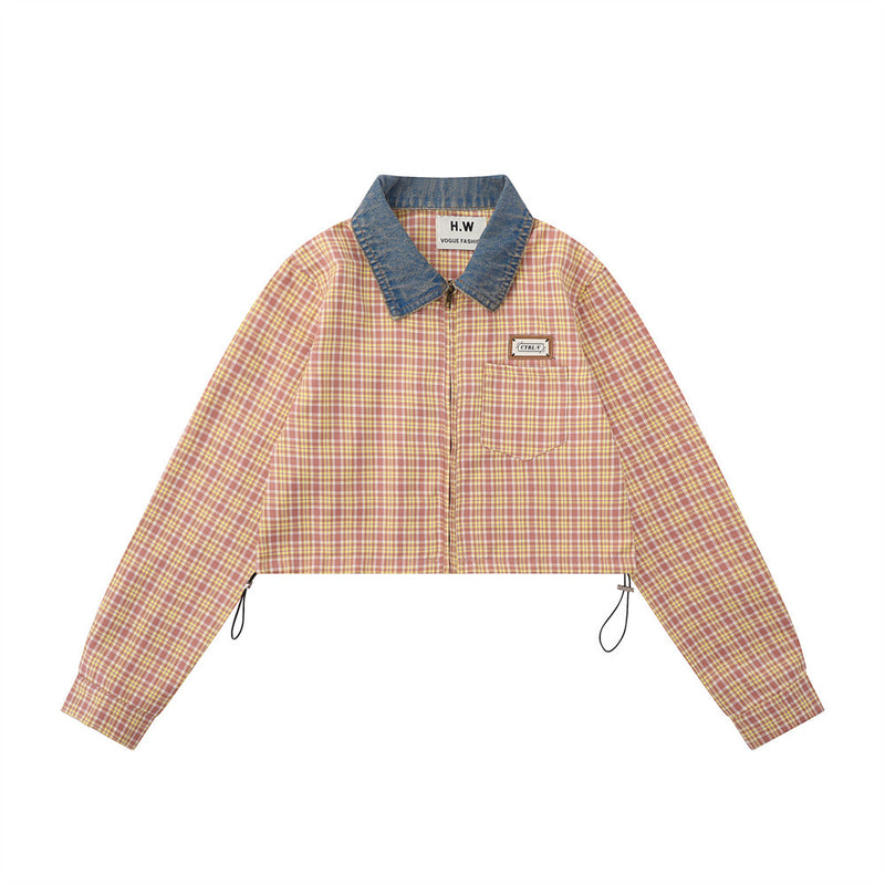 Women Long Sleeve Shirt Girls' Autumn Drawstring Leisure Short