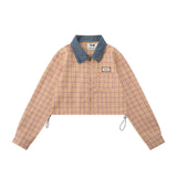 Women Long Sleeve Shirt Girls' Autumn Drawstring Leisure Short