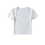 Women T-Shirt Bottoming Shirt Autumn Cropped T-shirt Short Sleeve