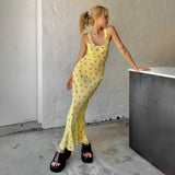 Women Dresses Floral Printing Slip Dress Long Dress