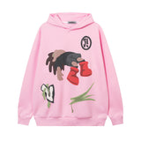 Men Hoodie Cartoon Anime Print Pullover Long Sleeve Loose Hoodie Sports Autumn and Winter