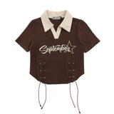 Women T-shirt Short T-shirt Summer High Street Letter Embroidery