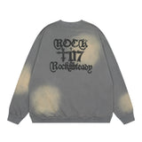Men Hoodie Letter Printed round Neck Long Sleeve Men's Sweater Loose Top