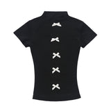 Women T-shirt Turtleneck Short Sleeve T-shirt Slim Fit Summer Top