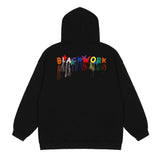 Men Fleece Lined Hoodie High Street Hooded Sweaters Menswear Ins Loose Casual Five-Pointed Star Embroidery