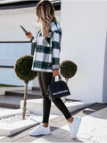 Plaid Trench Coat Autumn and Winter Long Sleeve Plaid Shirt Coat
