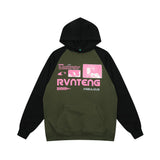 Men Hoodie Letter Hooded Sweater Men Vibe Loose Casual Multicolor Raglan Sleeve Pullover