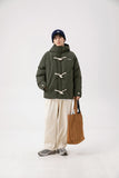 Unisex Hoodie Women's Ancient Horn Button Cotton-Padded Coat