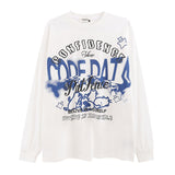 Men Long Sleeve Shirt Letter Graffiti Long Sleeve Bottoming T-shirt Men and Women Hip Hop