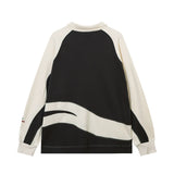 Men Hoodie Lapel Sweater Men's Color Matching Half-Open Collar Letter Printed Sweatshirt