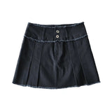 Women Skirt Raw Edge Denim Skirt Women's Retro