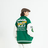 Varsity Jacket Vintage Towel Embroidery Baseball Uniform Loose