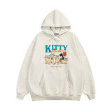 Men Hoodie Cartoon Animation Kitten Print Sweater