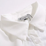 Women Long Sleeve Shirt White Shirt for Girls Spring and Autumn Casual Polo Collar Embroidered Shirt