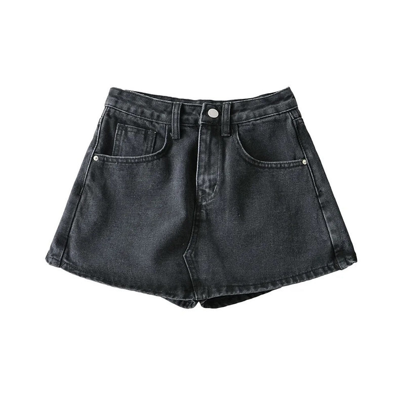 Women Skirt Summer Retro Show Half-Length Pants High Waist Denim Shorts