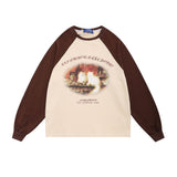 Men Hoodie Printed Crew Neck Sweatshirt Long Sleeve Casual Loose