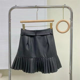Women Skirt Fall Women's Clothing Fashion Casual PU Leather Skirt