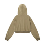 Women Hoodie Cropped Hoodie Girls Spring and Autumn Loose Cardigan Coat